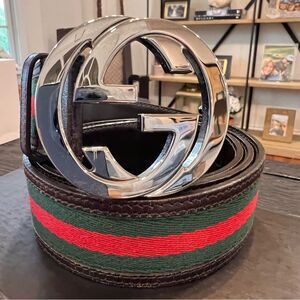 Gucci Belt with Iconic Web-line Design 90/36